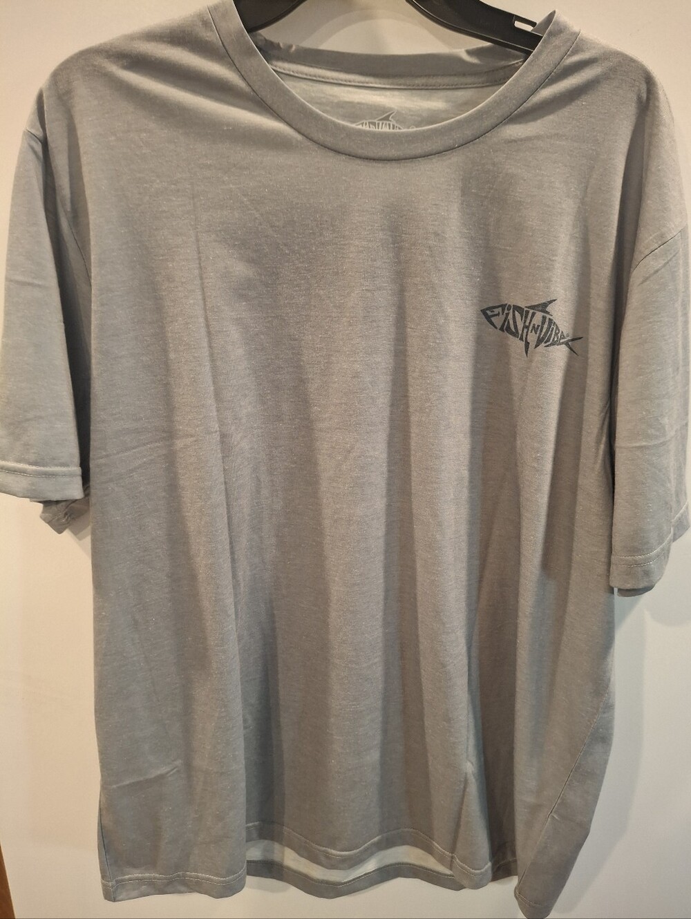 Casual Crewneck Tee in Light Gray with Chest Fish Logo